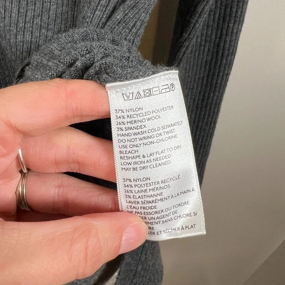 Ett:twa Anthropologie Amrita Tunic Sweater Size Small Gray Ribbed Wool Blend - Picture 10 of 10